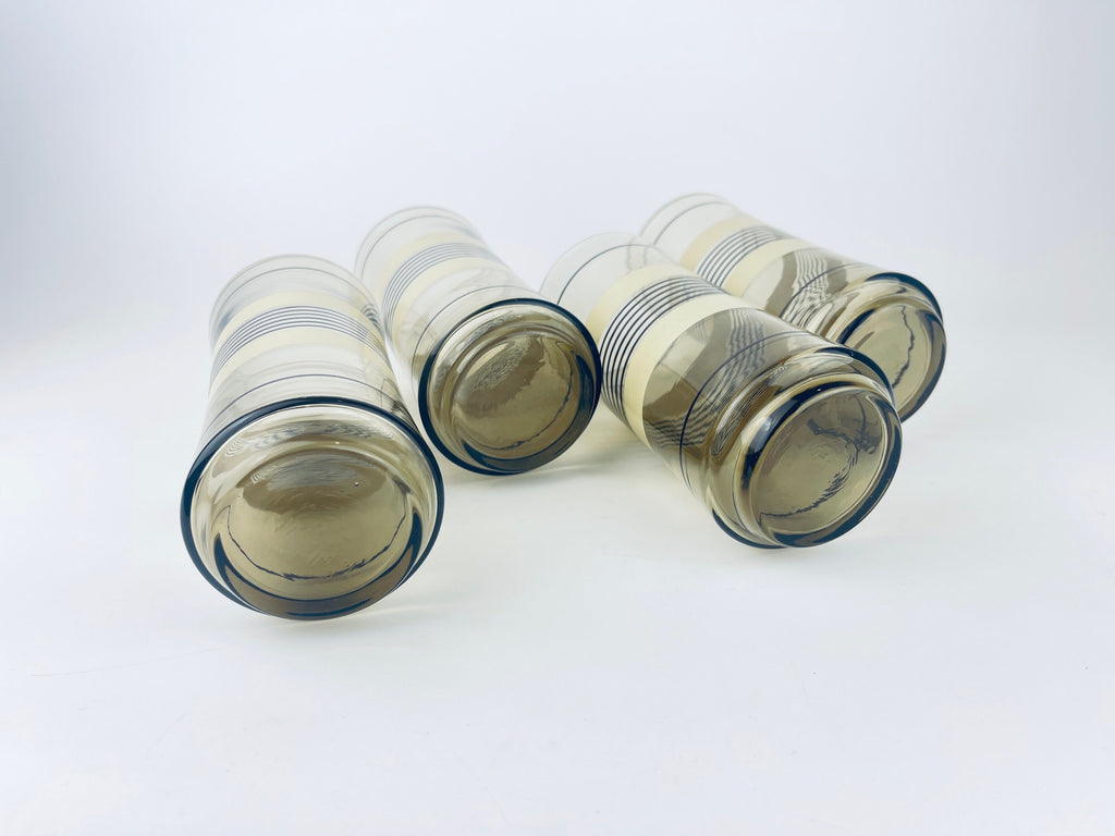 Product image for 'vintage beige brown striped water glasses set of four 5' (view 9dfea5)
