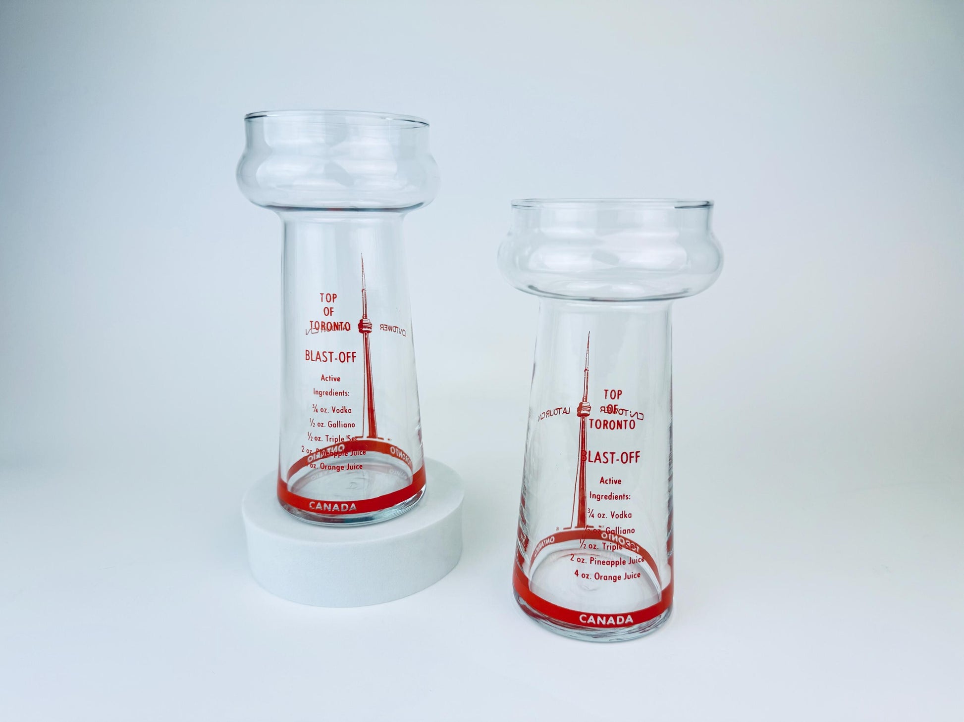 Product image for 'vintage cn tower toronto ontario canada souvenir glassware top of toronto blast off recipe barware dominion glassware made in canada' (view 2d6ab8)