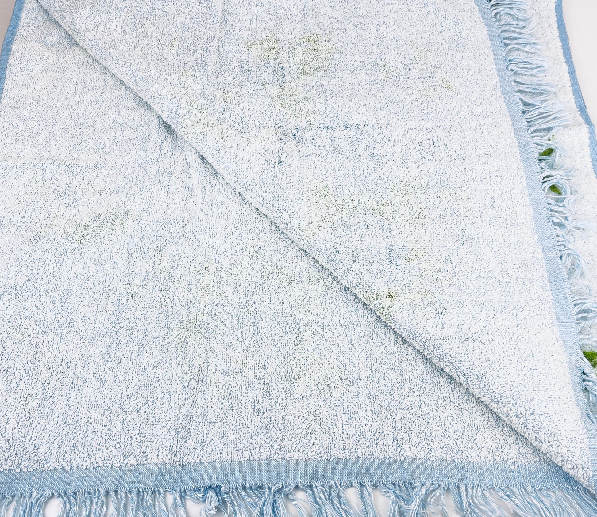 Product image for 'vintage blue floral fringe bath towel 1' (view 1218f5)
