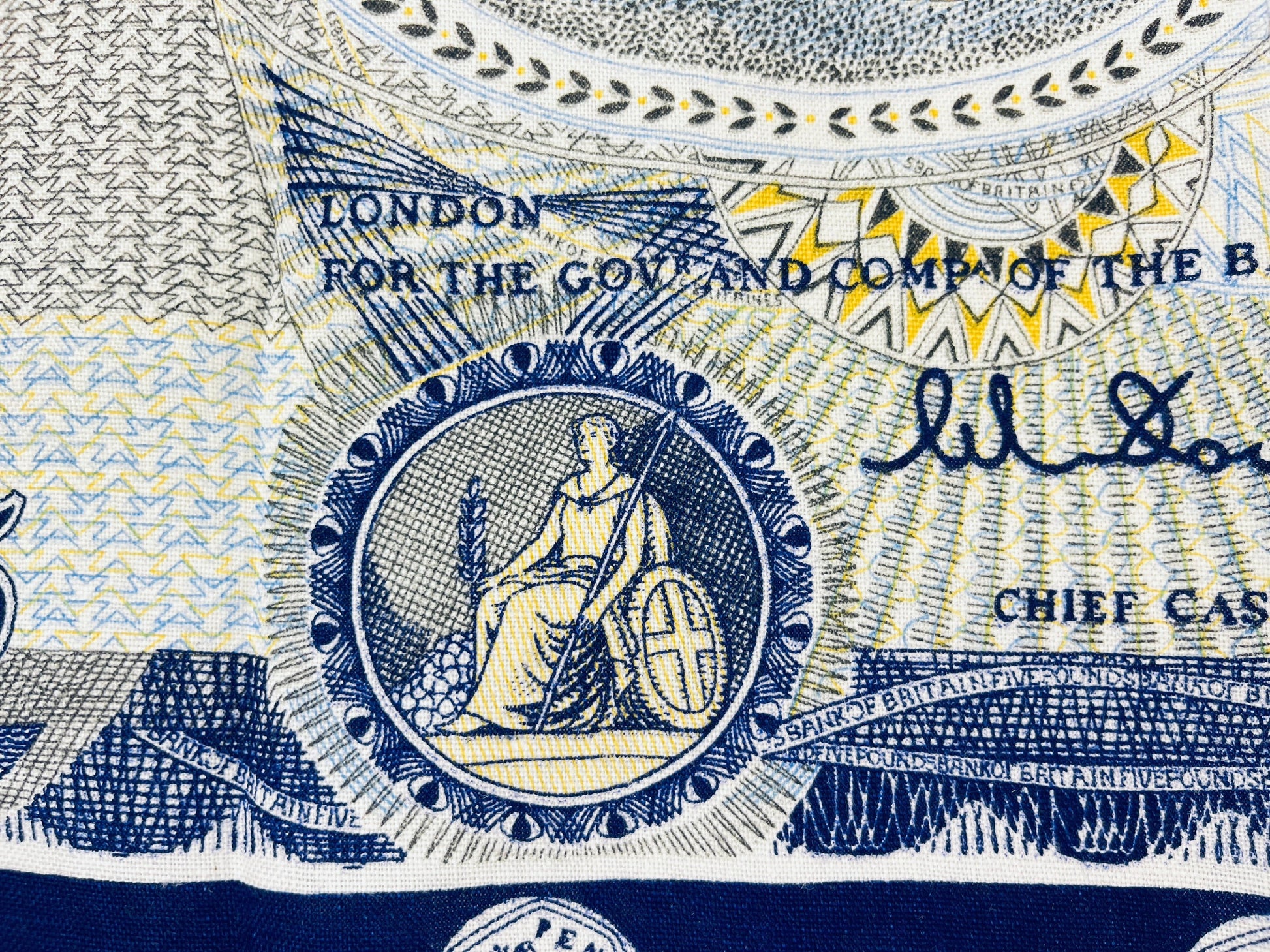 Product image for 'vintage 1960s bank of britain 5 irish linen tea towel ulster weavers statement textile' (view 937fee)