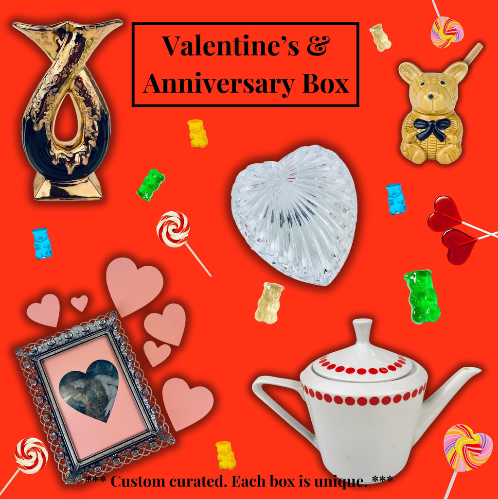 Product image for 'vintage curated mystery gift box wedding housewarming mothers fathers day baby shower valentines day anniversary gift' (view 0e90b6)