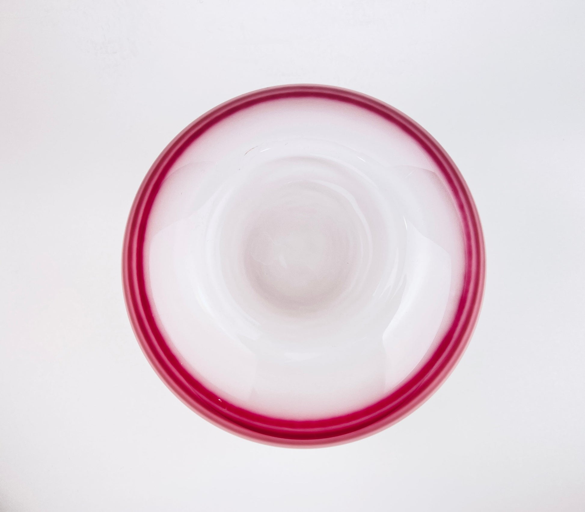 Product image for 'vintage bohemia crystalex white glass round bowl four stripe pink pattern made in czech republic' (view 2ffa59)