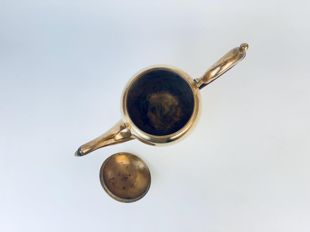 Product image for 'vintage solid brass wood handle teapot kettle' (view bdd3b5)