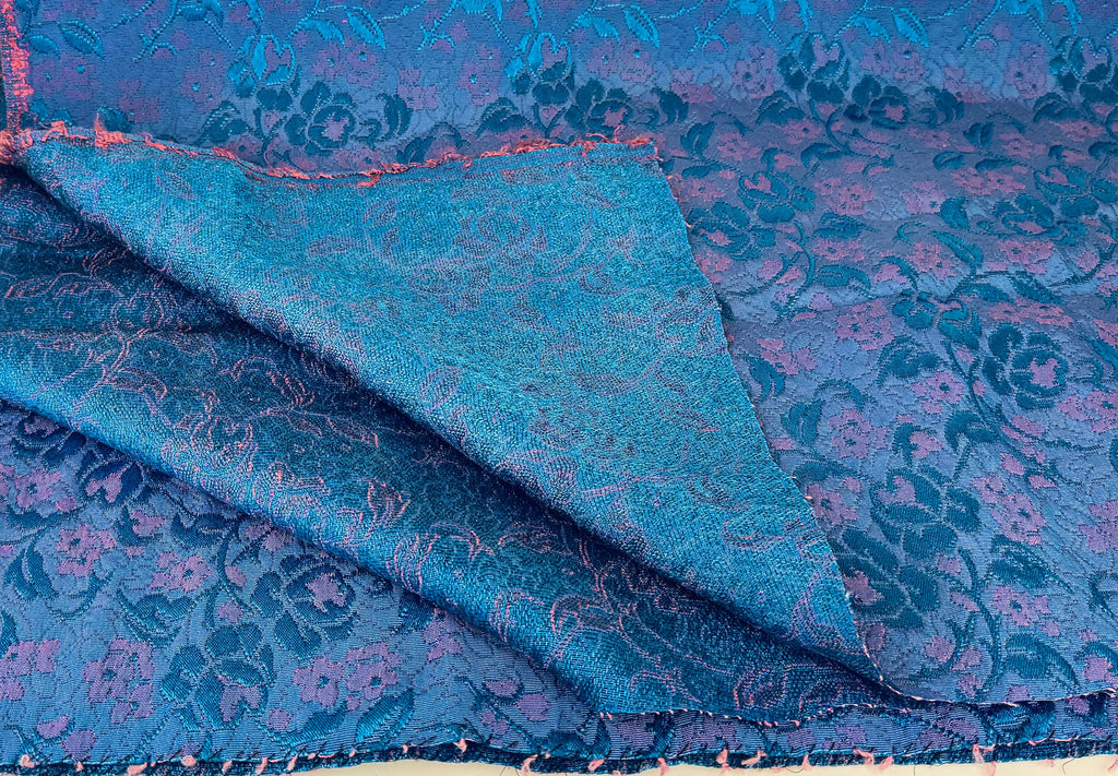 Product image for 'vintage shinny blue pink grandma couch upholstery fabric 40 x 53' (view d00f34)