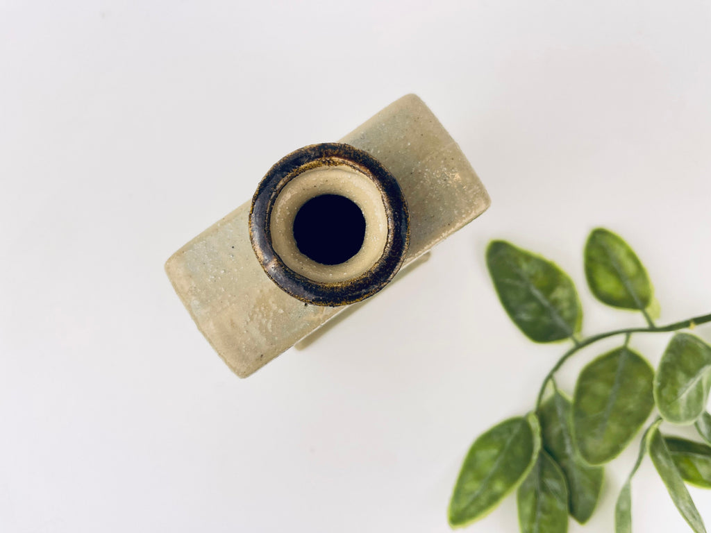 Product image for 'vintage salt glazed stoneware square vase hand painted floral' (view 6abac5)