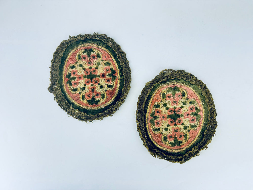 Product image for 'vintage round floral dressing table mats doilies metallic lace trim made in belgium sets sold separately' (view 72975f)