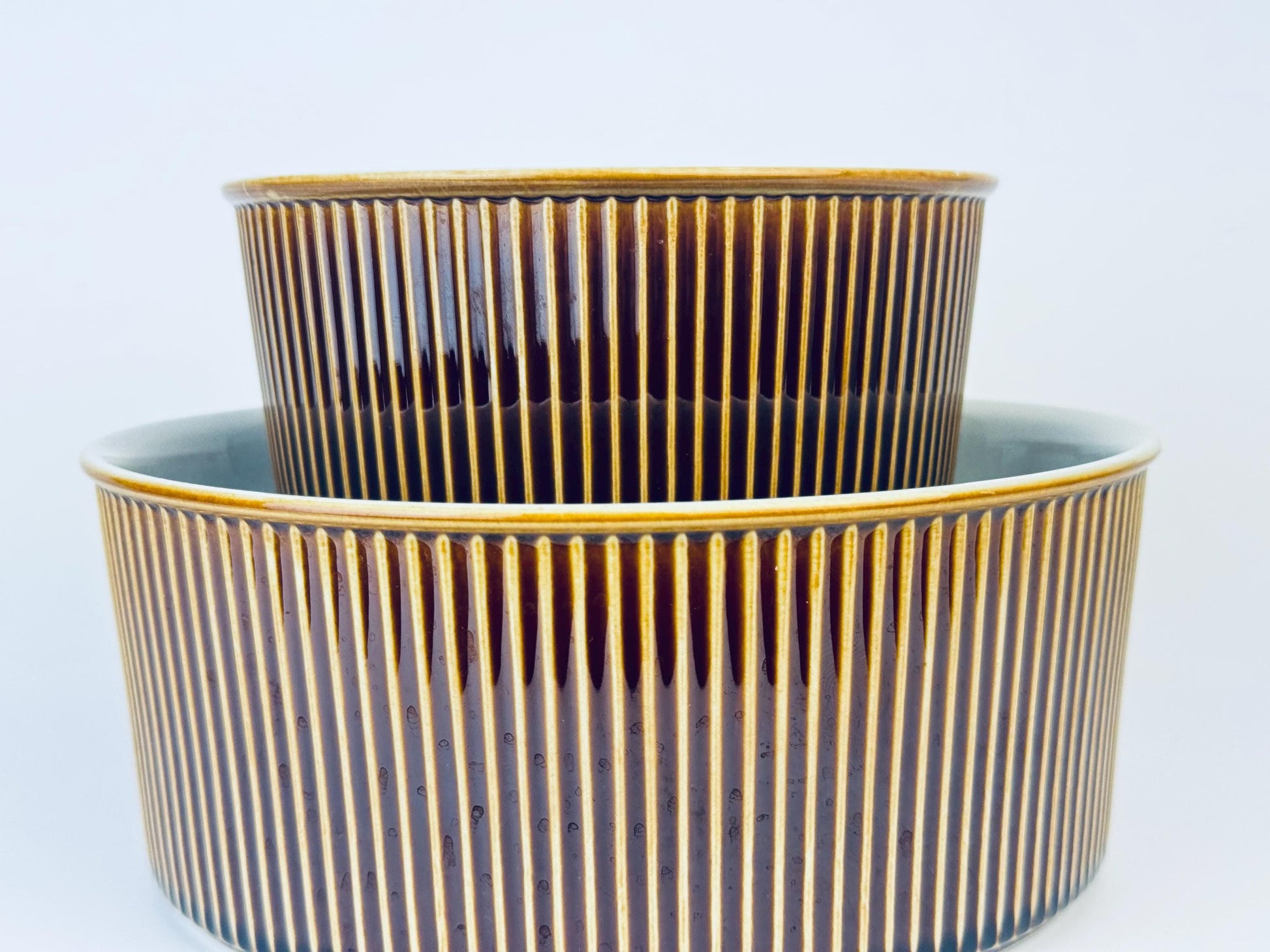Product image for 'vintage villeroy boch rubbed brown glazed souffle casserole dish made in luxembourg sold separately' (view 971802)