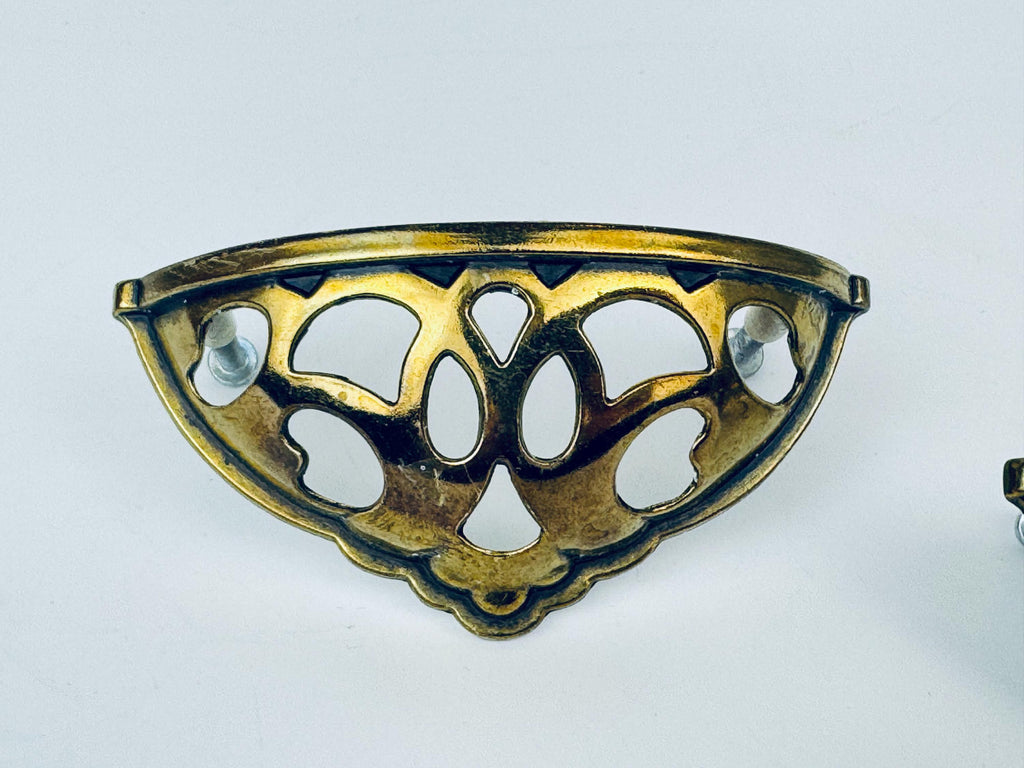 Product image for 'vintage ornate filigree solid brass hardware pulls set of two 2 furniture restoration' (view a12e96)