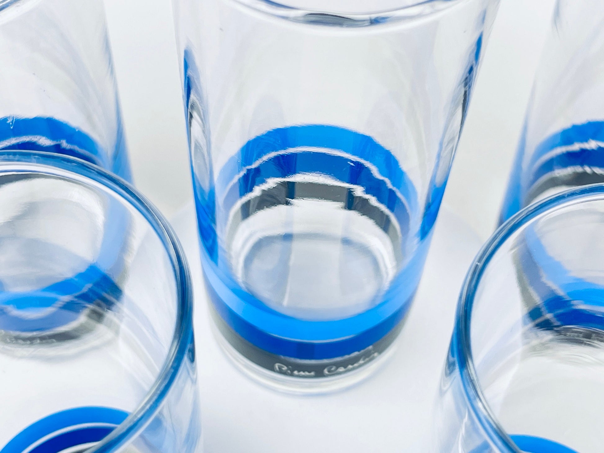 Product image for 'vintage pierre cardin blue ombre striped zombie glasses set of five 5 sasaki glass company made' (view fcc6d2)