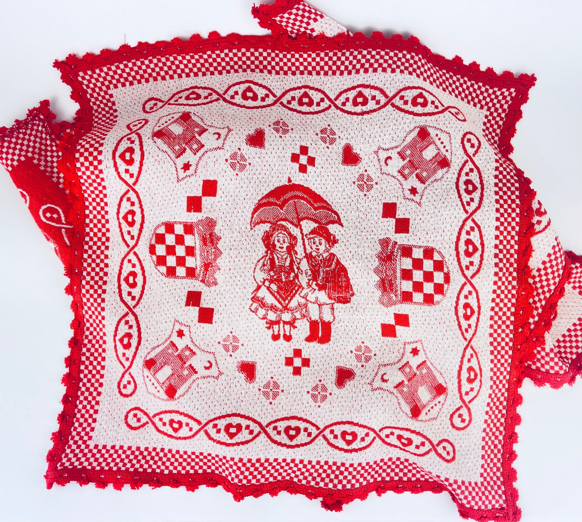 Product image for 'vintage red white austrian folk pattern fabric napkins set of four 4' (view 2f4f45)