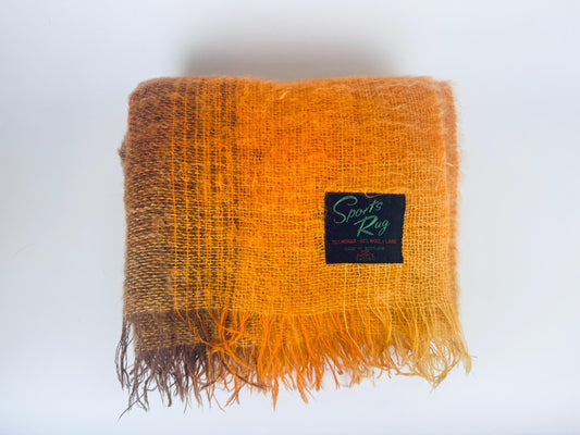 Product image for 'vintage sports rug mohair wool fringe blanket rug made in scotland for eatons' (view e81286)
