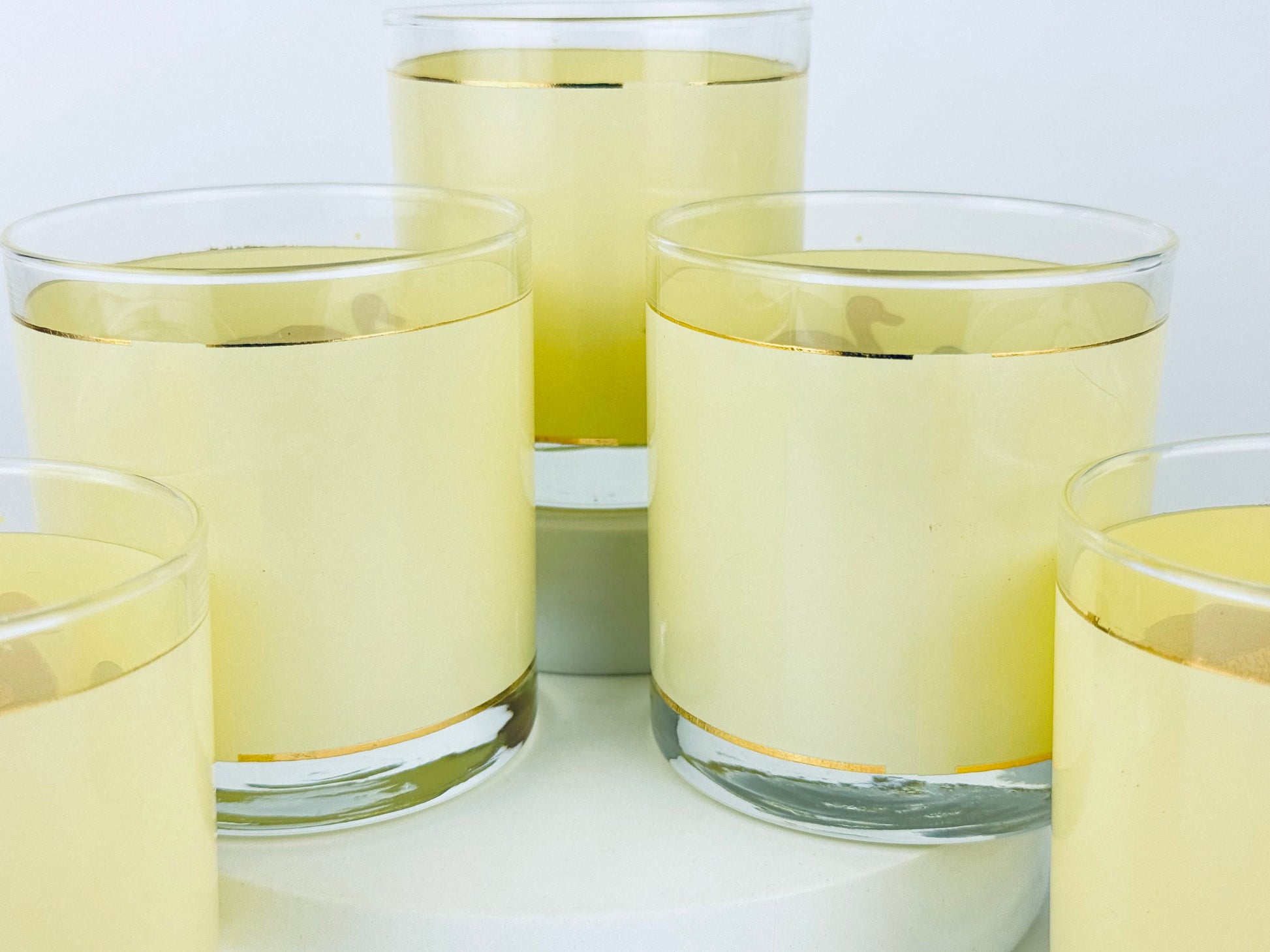 Product image for 'vintage gold stripe and beige duck duo lowball glasses set of five 5 perfect hunter gift' (view 0ad9b7)