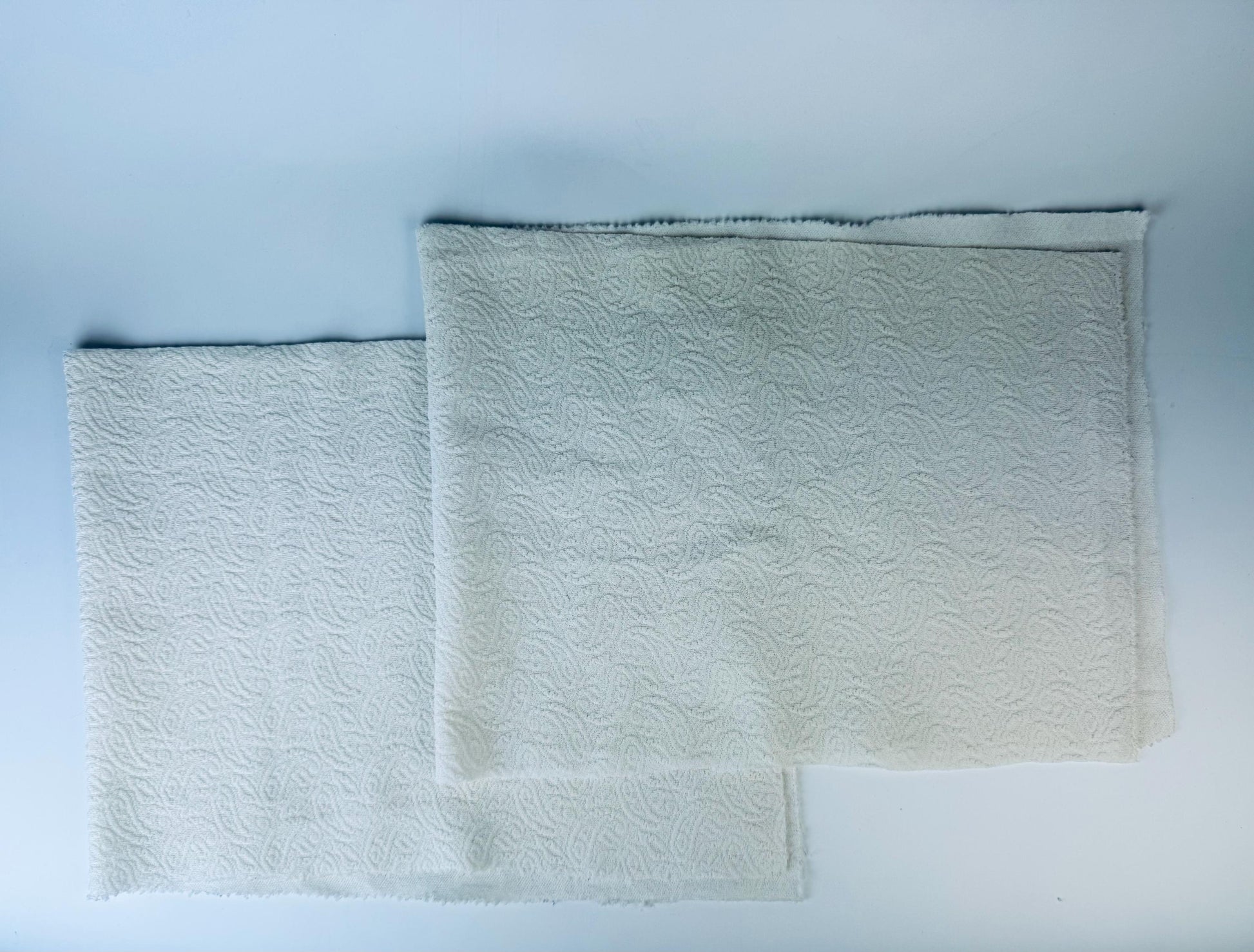 Product image for 'vintage soft ivory white lightly textured paisley fabric material 10 x 26 set of two 2' (view bcf574)
