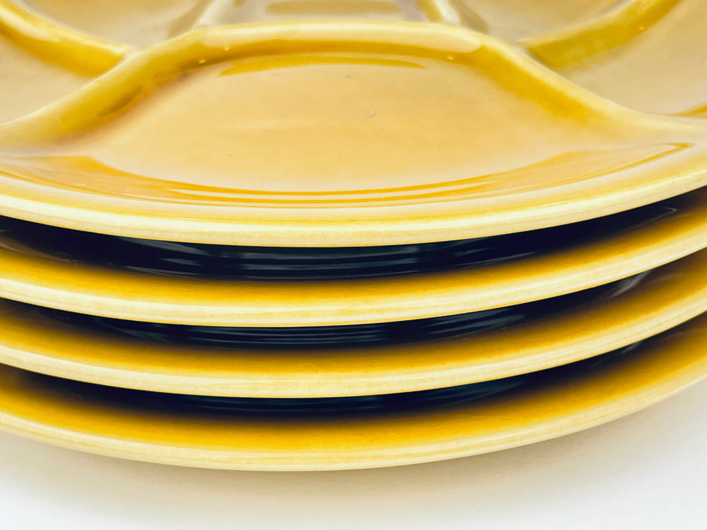 Product image for 'vintage keralux boch freres belgium ceramic fondue cheese sushi plates 9 set of 4 four honey coloured glazed' (view 7cd526)