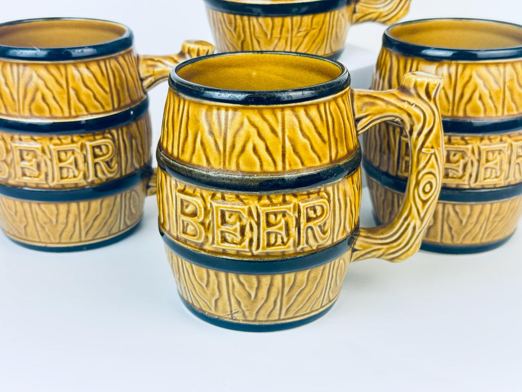 Product image for 'vintage ceramic beer barrel ceramic mugs set of four 4 made in japan' (view 2ab431)