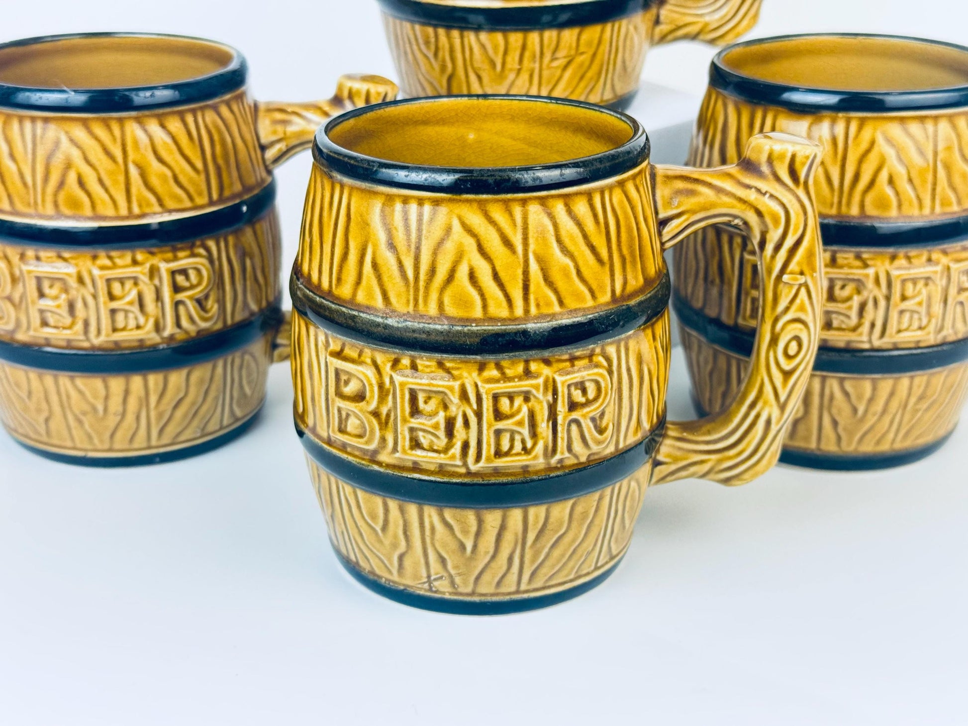 Product image for 'vintage ceramic beer barrel ceramic mugs set of four 4 made in japan' (view 2ab431)