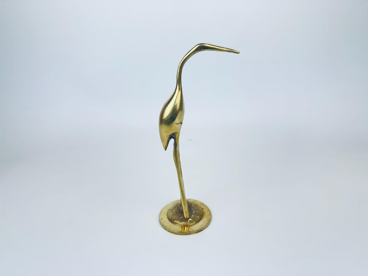 Product image for 'vintage solid brass crane sculpture figurine attractive aged metal patina' (view 886a6a)