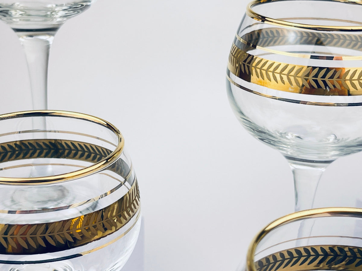 Product image for 'vintage gold textured vine stemmed drinking glasses set of six 6' (view fb0f09)