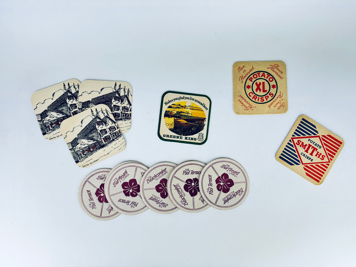 Product image for 'vintage english pubs potato chips coasters beer cocktail mat sold separately' (view 745f45)