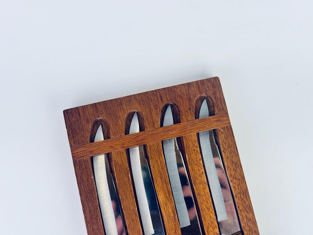 Product image for 'vintage japanese stainless steel wood knife set set of 4 wall mount block' (view 156fb5)