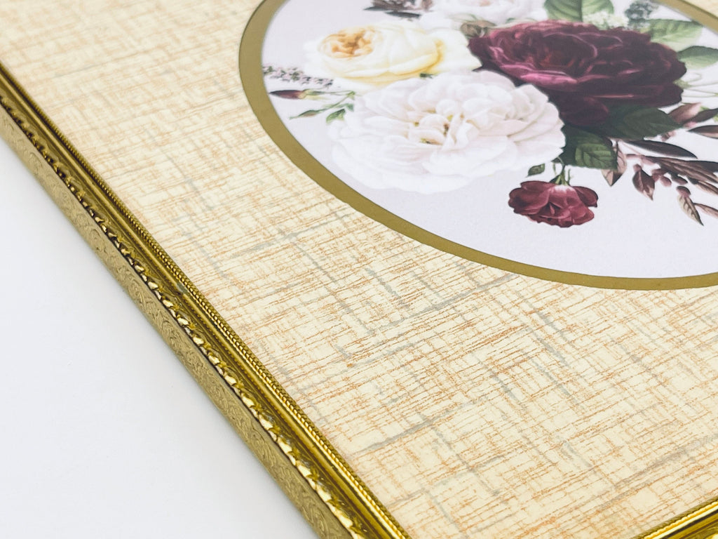 Vintage 1970s Gold Tabletop Picture Frame  8 × 10 with Oval Interior Mat  Gold Finish Display Stand