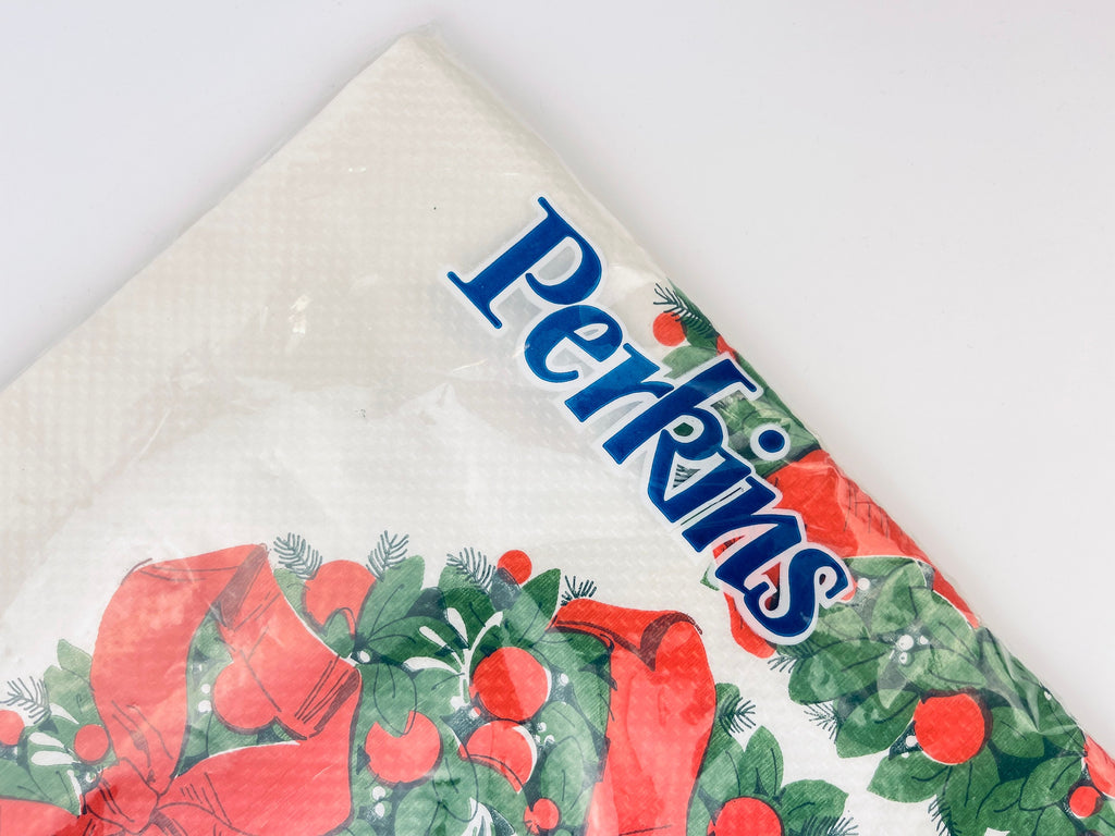 Vintage 1970s Rectangular Christmas Paper Table Cover - 54" x 94" - New Old Stock (NOS) - Made In Canada By Perkins