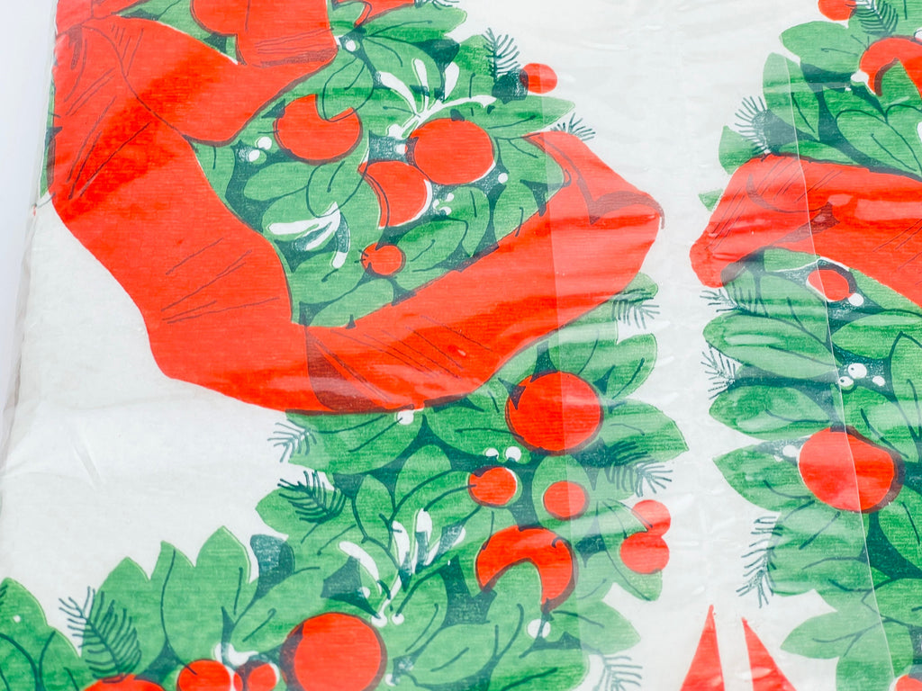 Vintage 1970s Rectangular Christmas Paper Table Cover - 54" x 94" - New Old Stock (NOS) - Made In Canada By Perkins