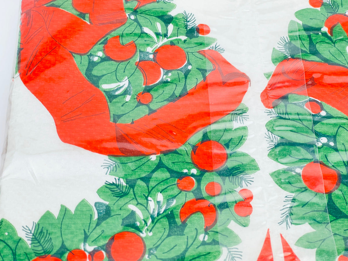 Vintage 1970s Rectangular Christmas Paper Table Cover - 54" x 94" - New Old Stock (NOS) - Made In Canada By Perkins