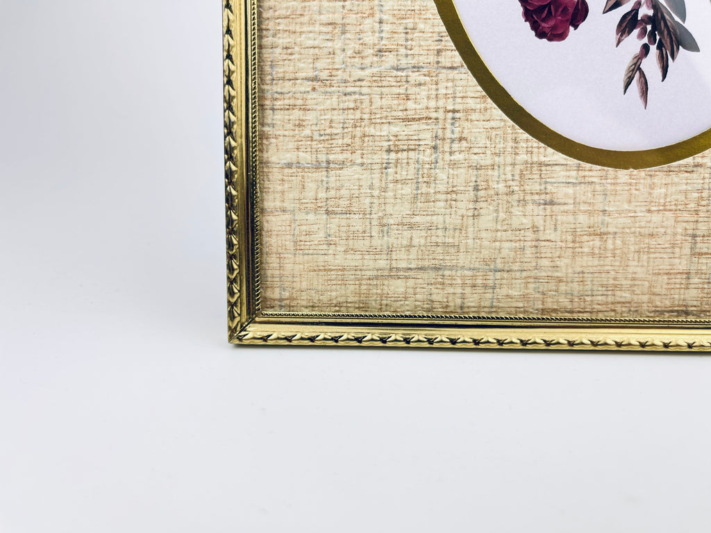 Vintage 1970s Gold Tabletop Picture Frame  8 × 10 with Oval Interior Mat  Gold Finish Display Stand