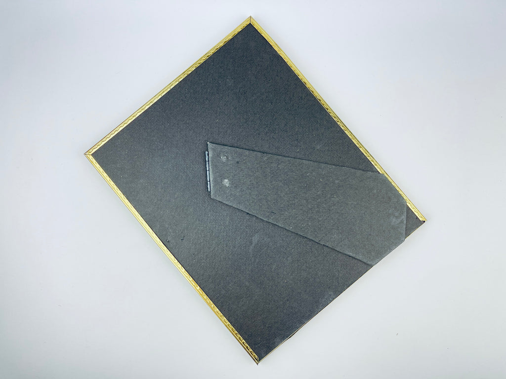 Vintage 1970s Gold Tabletop Picture Frame  8 × 10 with Oval Interior Mat  Gold Finish Display Stand