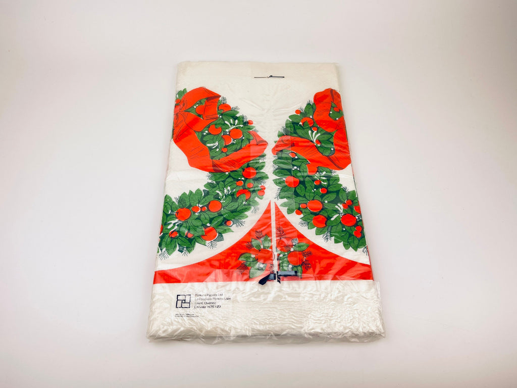 Vintage 1970s Rectangular Christmas Paper Table Cover - 54" x 94" - New Old Stock (NOS) - Made In Canada By Perkins