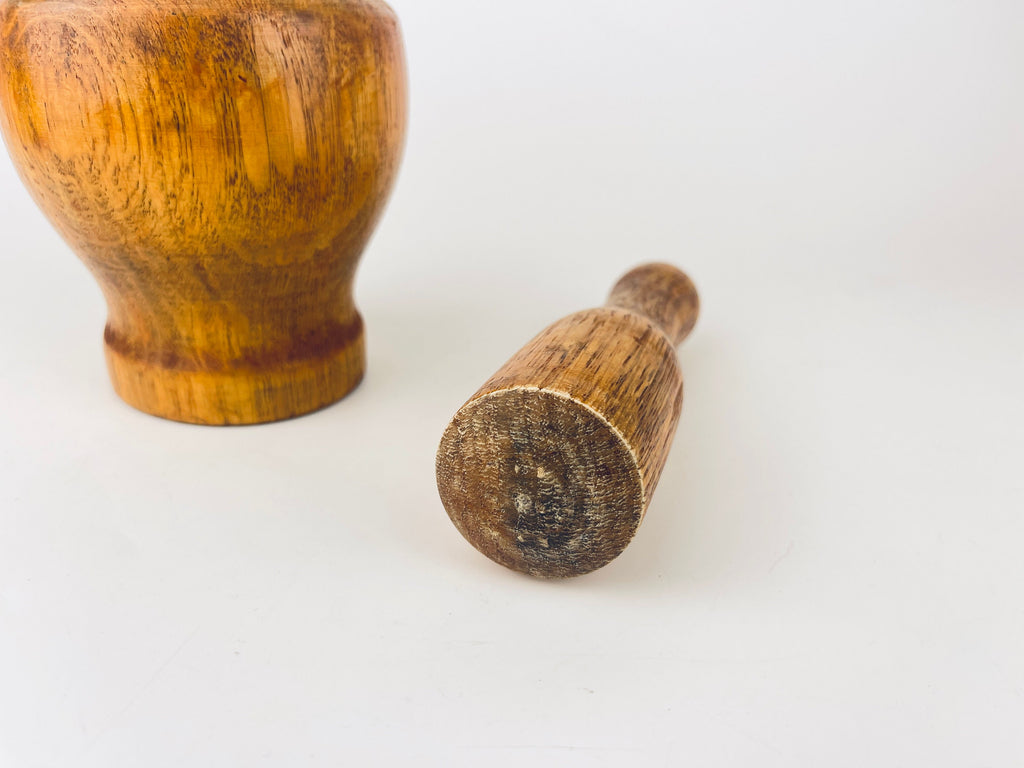 Vintage Wooden Mortar + Pestle - Chef/ Kitchen Utensil Gift