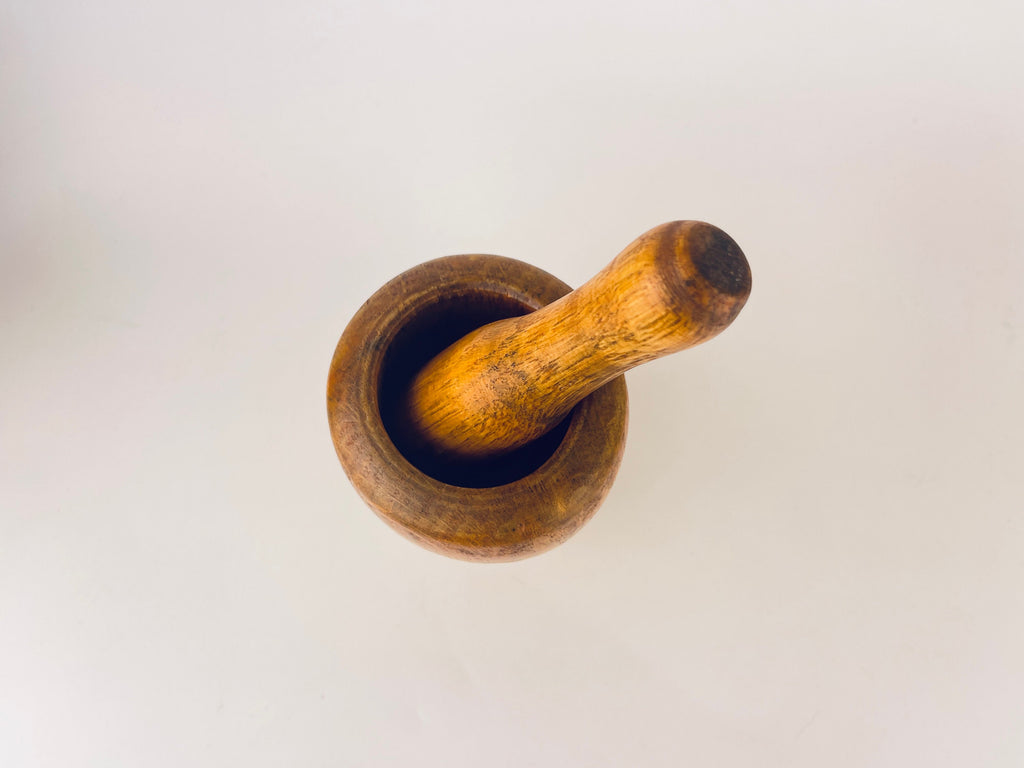 Vintage Wooden Mortar + Pestle - Chef/ Kitchen Utensil Gift