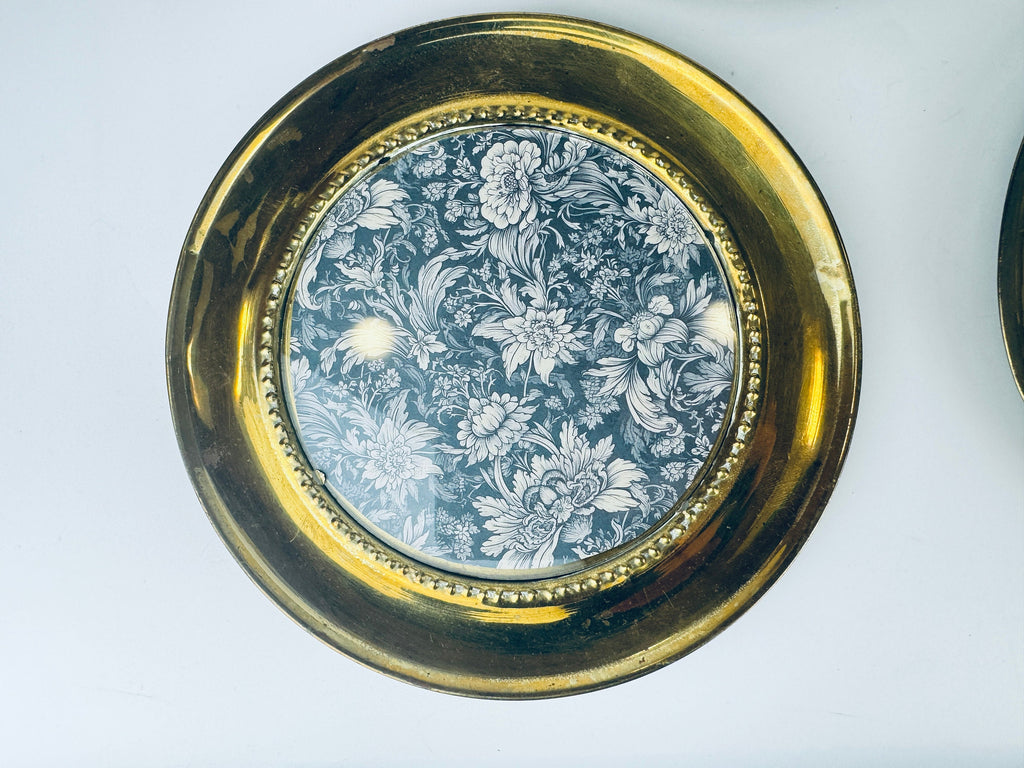 Vintage Circular Brass Wall Frame - 5" x 5" - Attractive Aged Patina - Made In England - Sold Separately