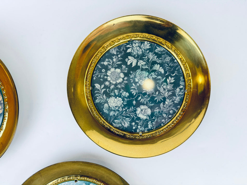 Vintage Circular Brass Wall Frame - 5" x 5" - Attractive Aged Patina - Made In England - Sold Separately