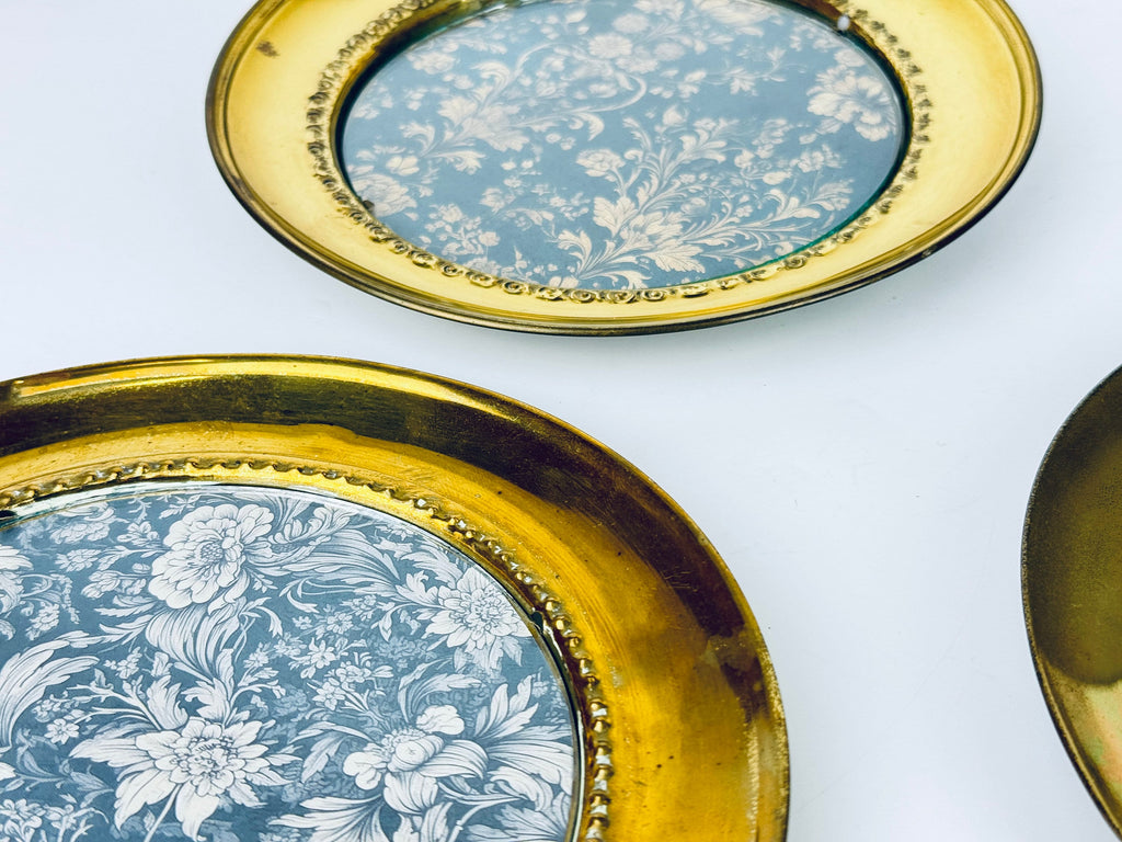 Vintage Circular Brass Wall Frame - 5" x 5" - Attractive Aged Patina - Made In England - Sold Separately