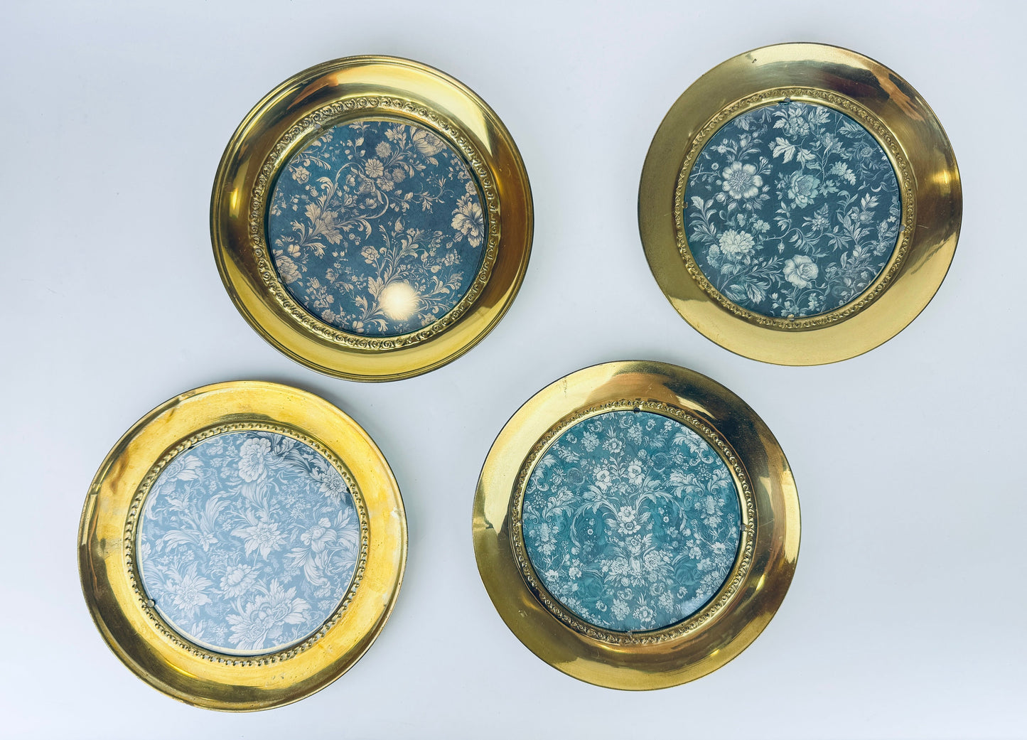 Vintage Circular Brass Wall Frame - 5" x 5" - Attractive Aged Patina - Made In England - Sold Separately