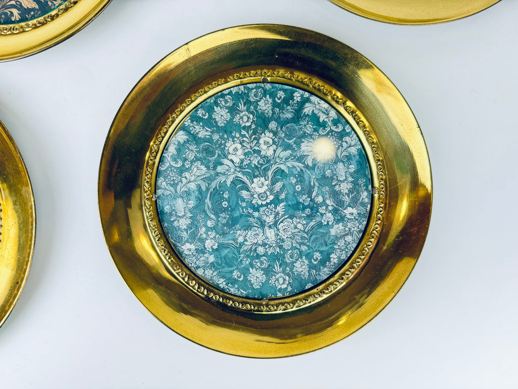 Vintage Circular Brass Wall Frame - 5" x 5" - Attractive Aged Patina - Made In England - Sold Separately