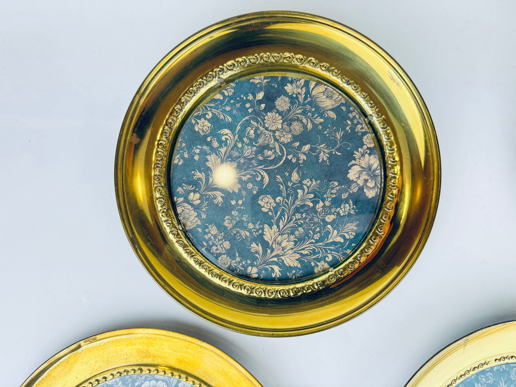 Vintage Circular Brass Wall Frame - 5" x 5" - Attractive Aged Patina - Made In England - Sold Separately