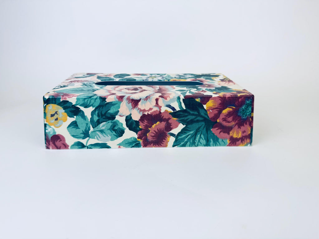 Vintage Floral Tissue Box Cover - Large Floral Print Pattern