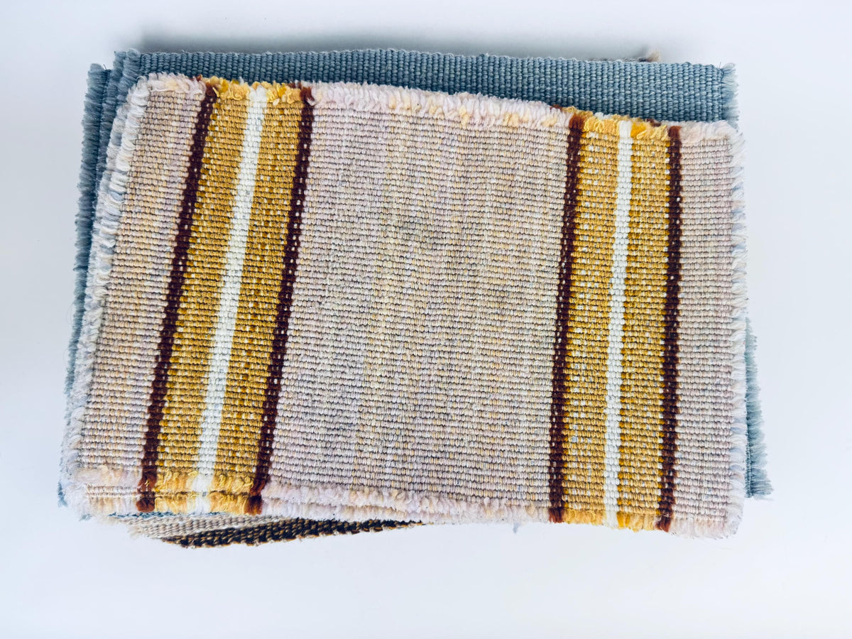 Vintage 1970s-80s Striped Woven Fringe Placemats - Acrylic Polyester Retro Table Linens - Sets Sold Separately