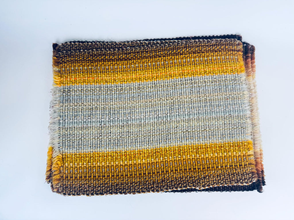 Vintage 1970s-80s Striped Woven Fringe Placemats - Acrylic Polyester Retro Table Linens - Sets Sold Separately