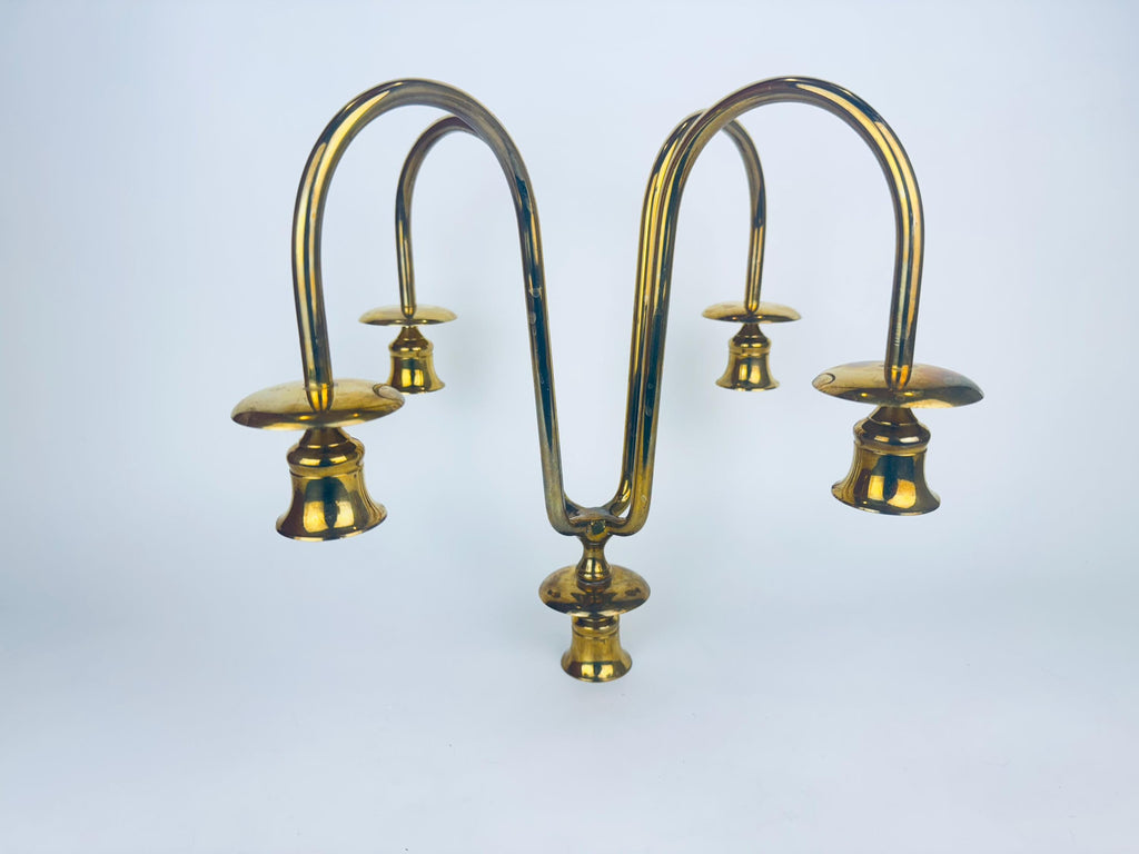 Vintage Solid Brass Candelabra Candlestick Holder - Five (5) Arm - Attractive Aged Metal Patina
