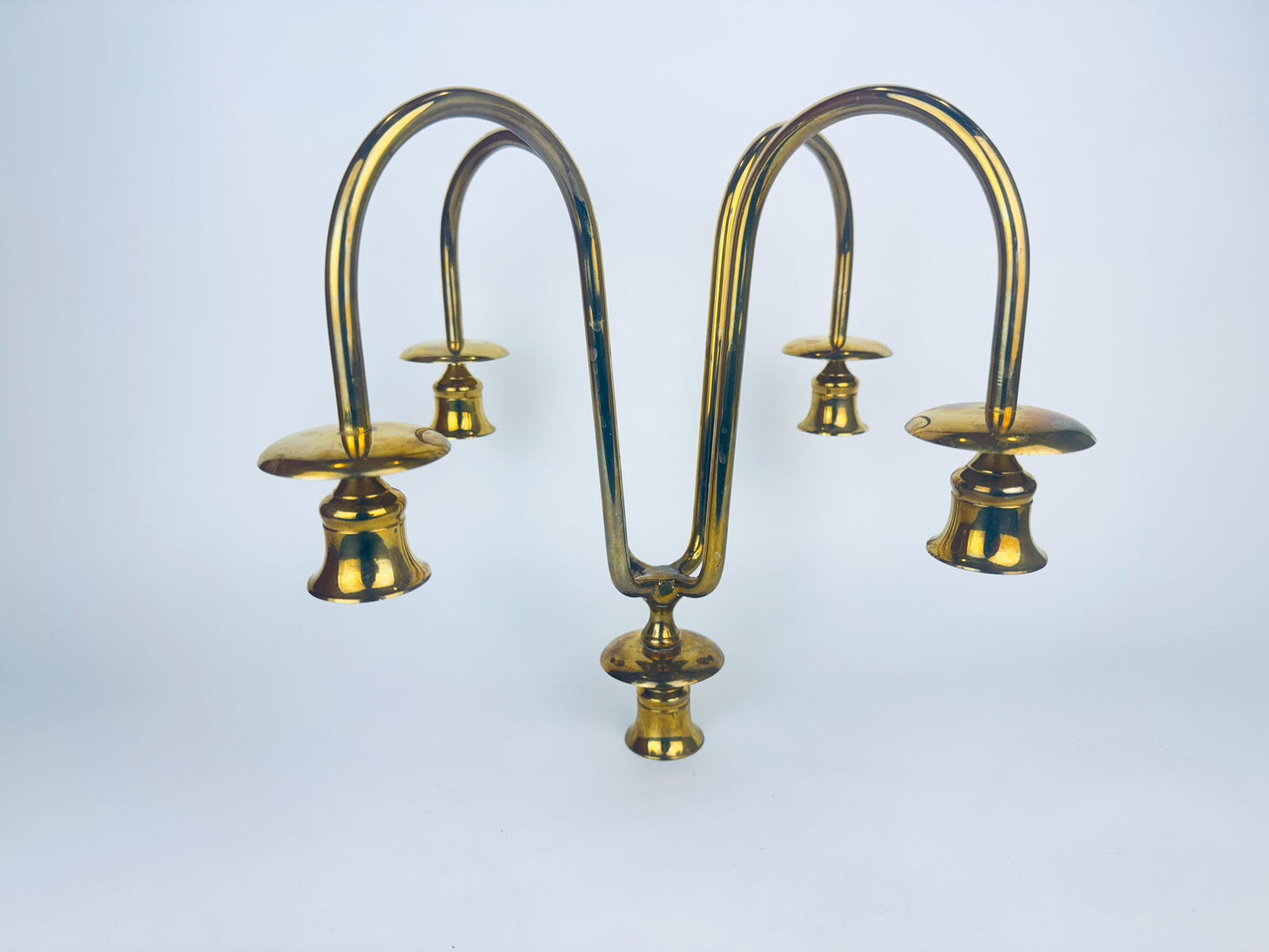 Vintage Solid Brass Candelabra Candlestick Holder - Five (5) Arm - Attractive Aged Metal Patina