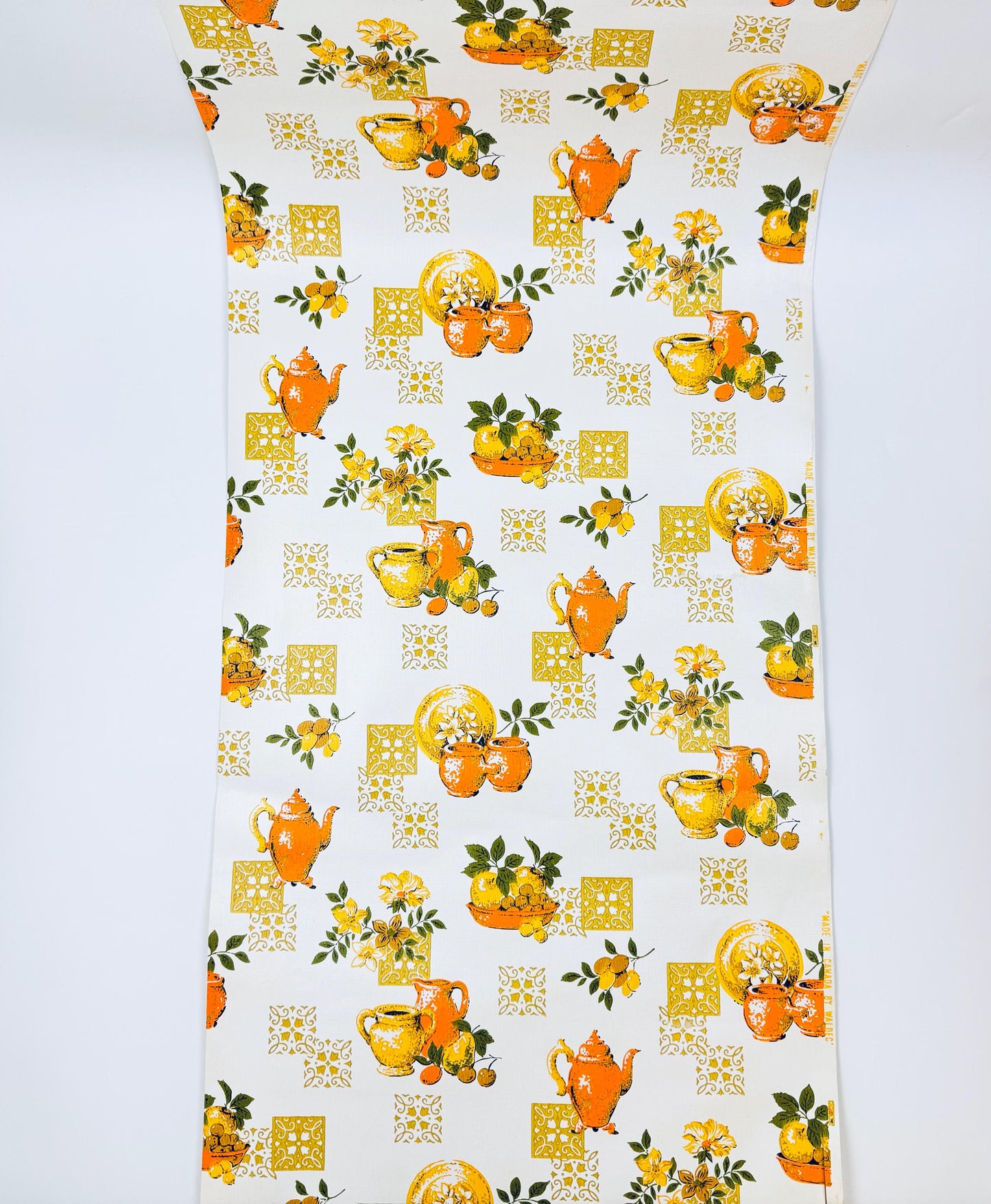 Vintage Pre-Pasted Strippable Vinyl Kitchen Wallpaper Roll  20.5" x 14 Yards - Made In Canada - New Old Stock (NOS) - Fruit & Floral Design