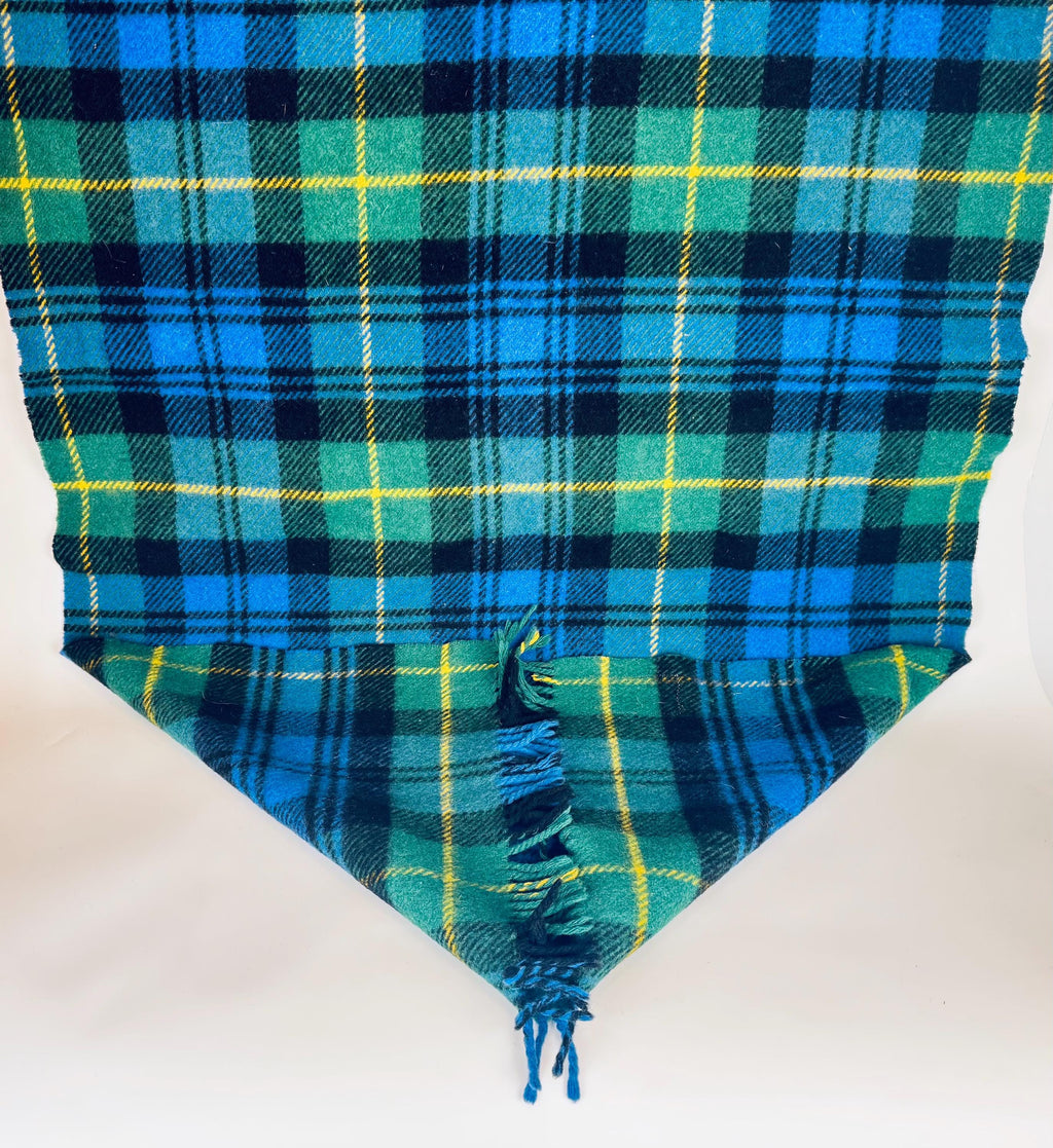 Vintage 1960s Inverness Scotland GreenBlue Plaid Wool Throw Blanket  Fringed Tartan by Duncan Chisholm