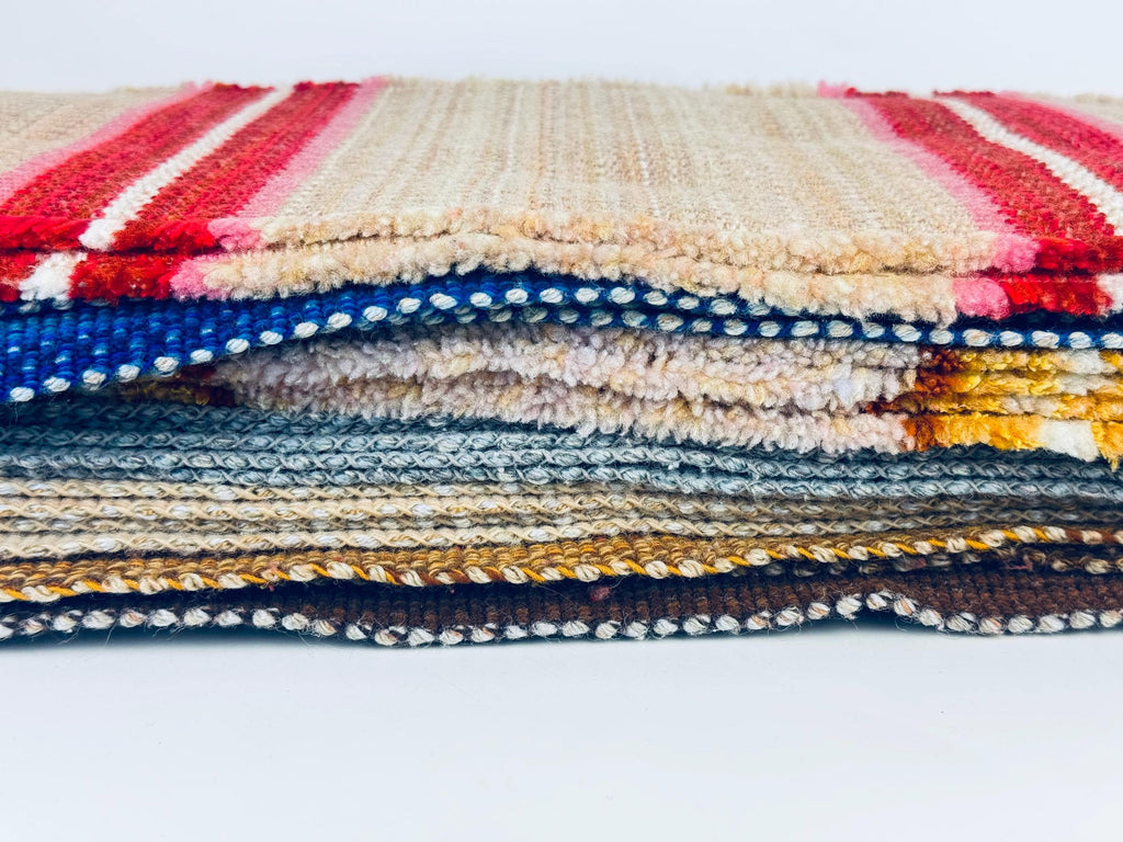 Vintage 1970s-80s Striped Woven Fringe Placemats - Acrylic Polyester Retro Table Linens - Sets Sold Separately