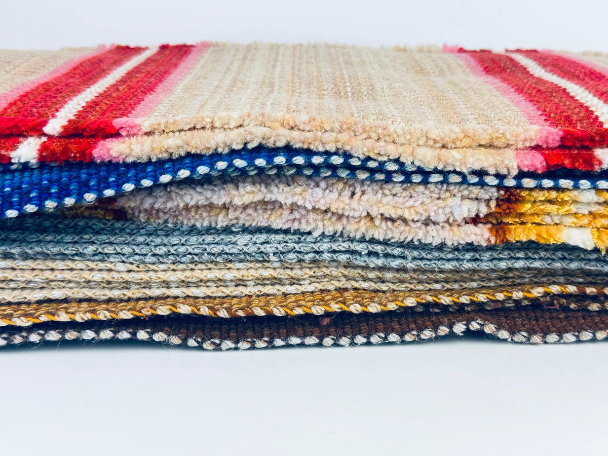 Vintage 1970s-80s Striped Woven Fringe Placemats - Acrylic Polyester Retro Table Linens - Sets Sold Separately