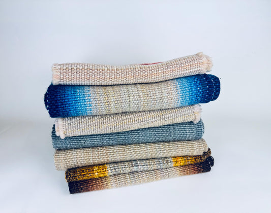 Vintage 1970s-80s Striped Woven Fringe Placemats - Acrylic Polyester Retro Table Linens - Sets Sold Separately