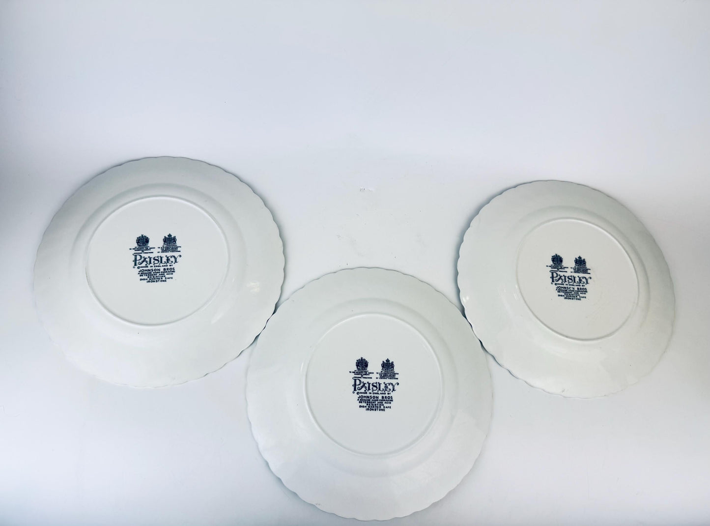 Vintage White + Black 'Paisley' Pattern English Ironstone Plate + Bowl Replacement - Made In England - Sold Separately